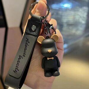 Solid color bow tie bear keychain, colorful violent bear car keychain pendant